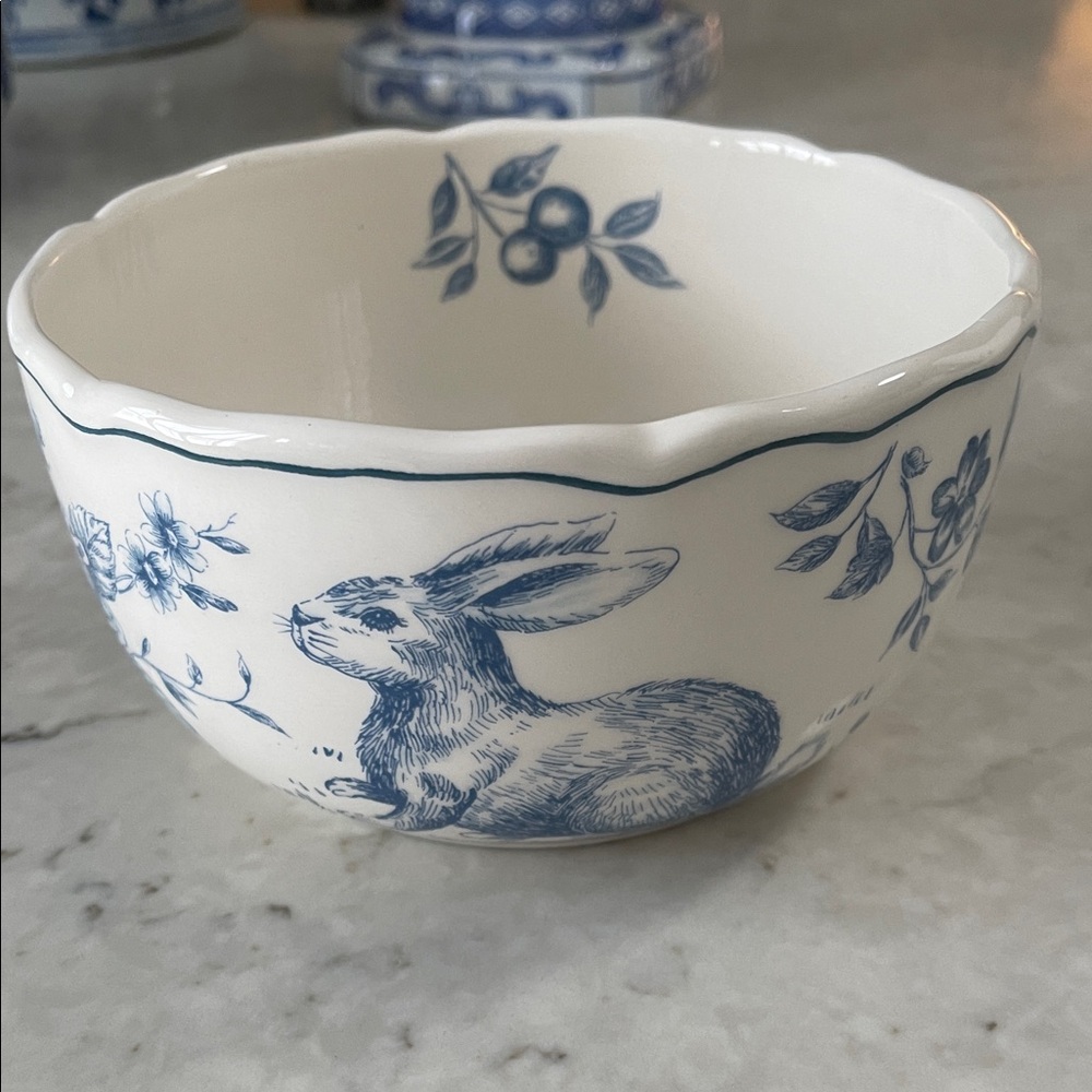 Blue and White Rabbit Design Bowl